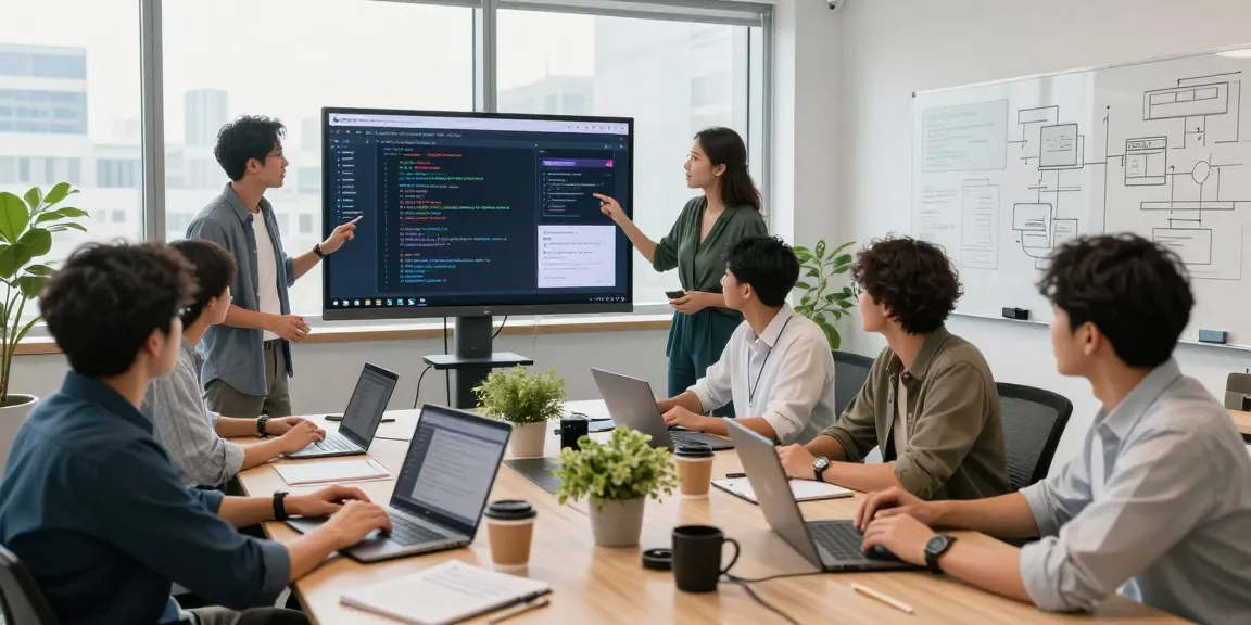 Developers collaborating in a bright office showcasing WPS Official Website dynamics and teamwork.