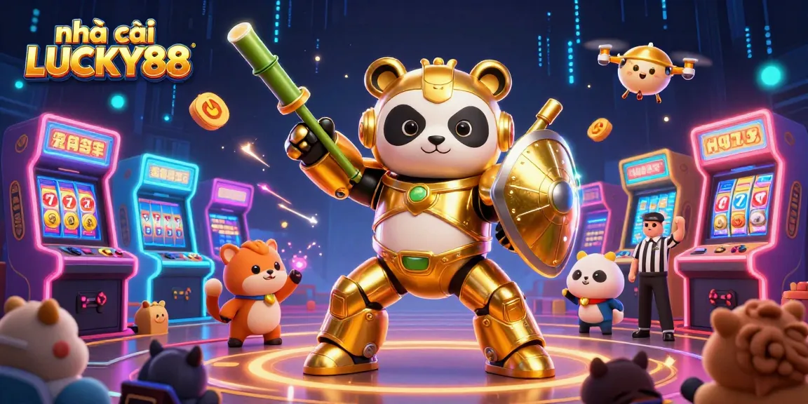 Experience exciting gaming at nhà cái LUCKY88 with vibrant 3D casino elements and colorful arcade action.