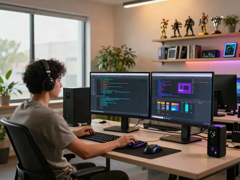 Innovative workspace showcasing gg soft gaming software development.