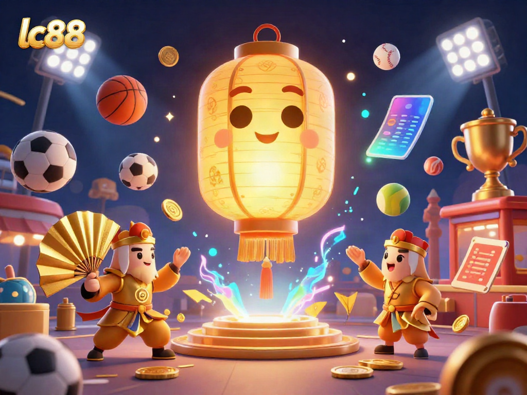 Experience the vibrant action at lc88 with golden lantern spirit and dynamic sports elements in a thrilling casino scene.