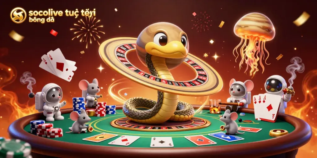 Place bets on socolive trực tiếp bóng đá with a cosmic dealer in an engaging 3D scene.